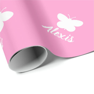 Personlig gullig rosa butterfly mönster presentpapper