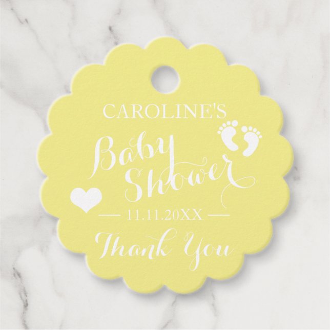 Personlig Gult Baby Feet Baby Shower Gåvor Etiketter (Framsida)