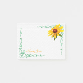 Personlig - Gult Black-Eyed Susan Photo Post-it Block