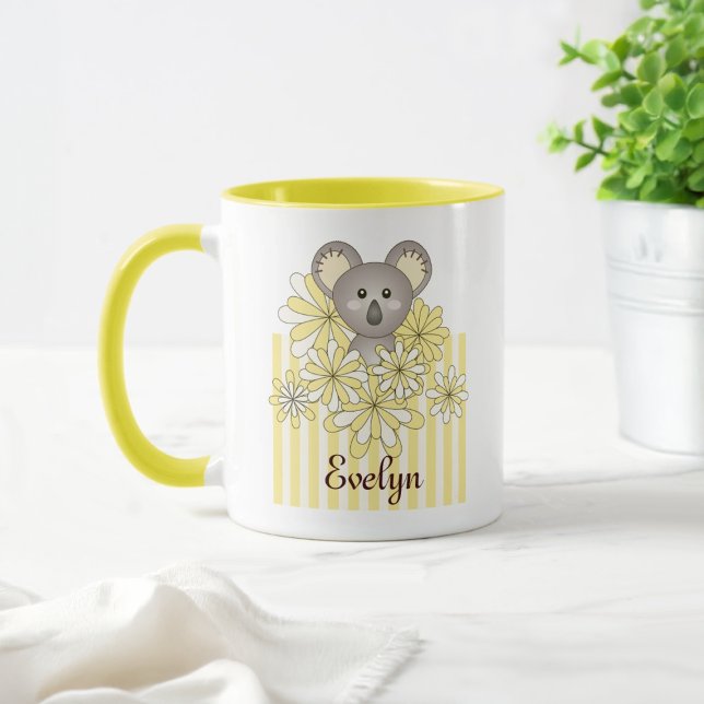 Personlig Gult Cute Baby Koala Bear Kids Mugg (Skapare uppladdad)