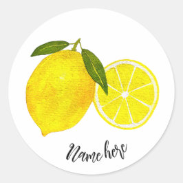 Personlig Gult för vattenfärg Lemons Runt Klistermärke