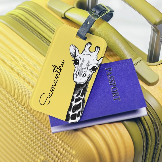 Personlig Gult Giraffe Bagagebricka (Skapare uppladdad)
