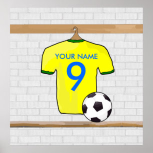 Personlig Gult Grönt Football Soccer Jersey Poster