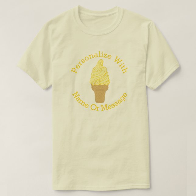 PERSONLIG Gult Ice Cream Cone T-Shirt (Design framsida)