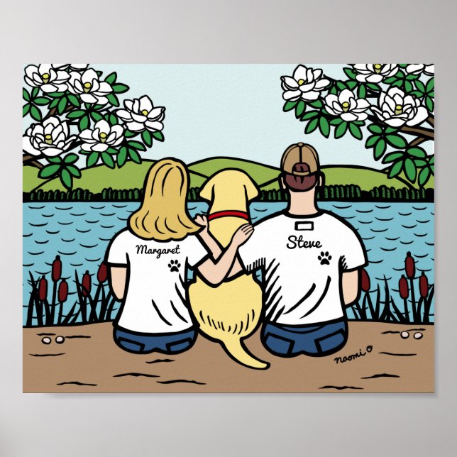 Personlig Gult Labrador Family Blonde L Poster (Framsidan)