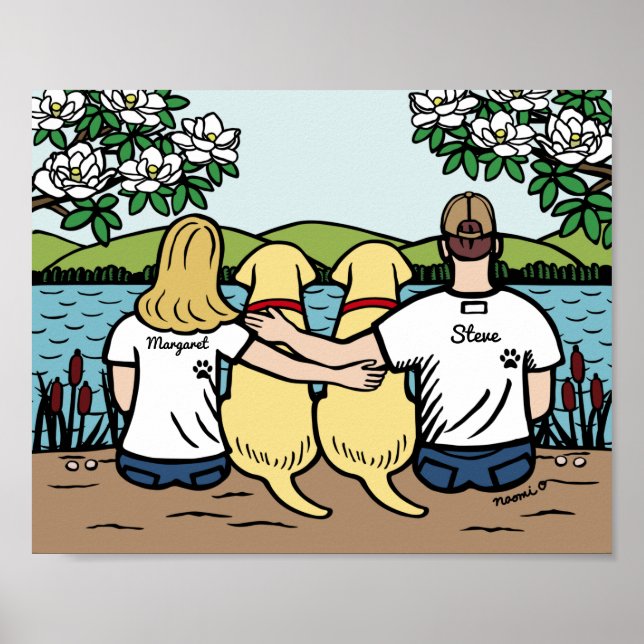 Personlig Gult Labrador Family Blonde Long B Poster (Framsidan)