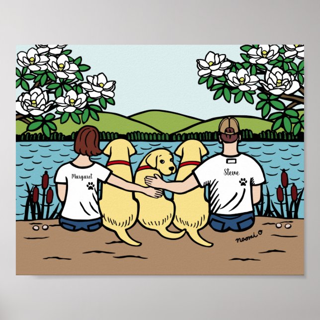 Personlig Gult Labrador Family Brown Kort B Poster (Framsidan)