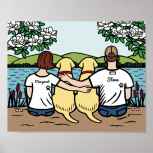 Personlig Gult Labrador Family Brown Kort B Poster