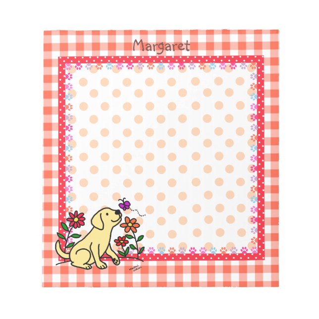 Personlig Gult Labrador & Grönt Anteckningsblock (Framsida)