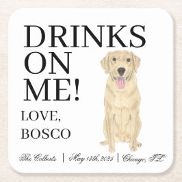 Personlig Gult Labrador Hund Bröllop Underlägg Papper Kvadrat