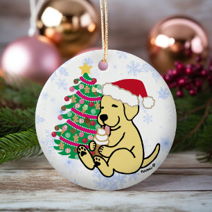 Personlig Gult Labrador Ice Cream Julgransprydnad Keramik