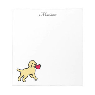 Personlig Gult Labrador Puppy and Heart Anteckningsblock