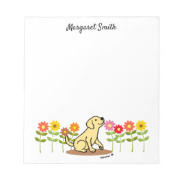 Personlig Gult Labrador samt Grönt och blommor Anteckningsblock