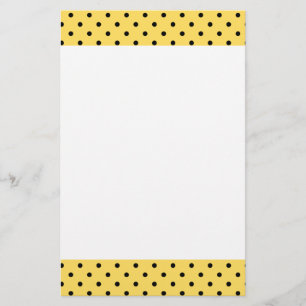 Personlig Gult och Black Polka Dot Mönster Brevpapper