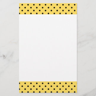 Personlig Gult och Black Polka Dot Mönster Brevpapper