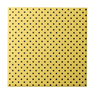 Personlig Gult och Black Polka Dot Mönster Kakelplatta
