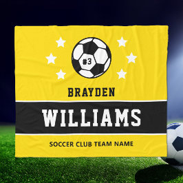 Personlig Gult och Black Soccer Player Namn Fleecefilt