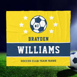 Personlig Gult och marin fotbollsspelare Namn Fleecefilt