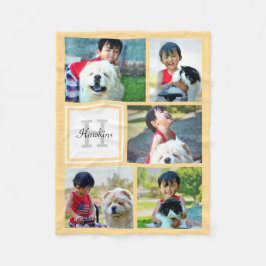 Personlig Gult Photo Collage Monogrammed Gift Fleecefilt