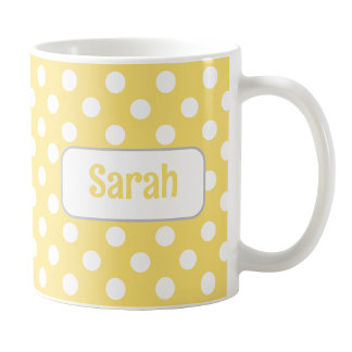 Personlig Gult Polka Dot Mugg