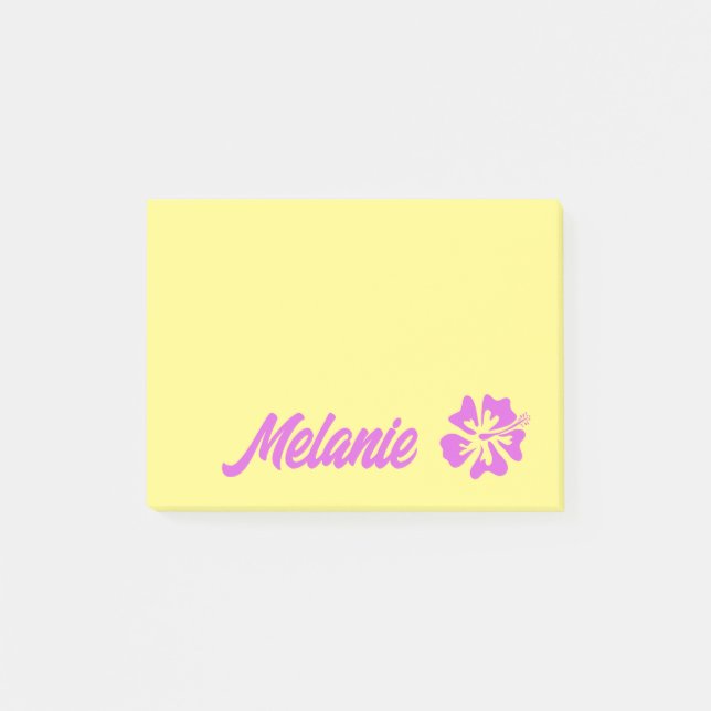 Personlig gult PostIT®-anteckningar med blomma Post-it Block (Framsida)