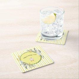 personlig gult rand födelsedag underlägg papper kvadrat