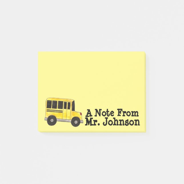 Personlig Gult School Buss Driver Education Post-it Block (Framsida)