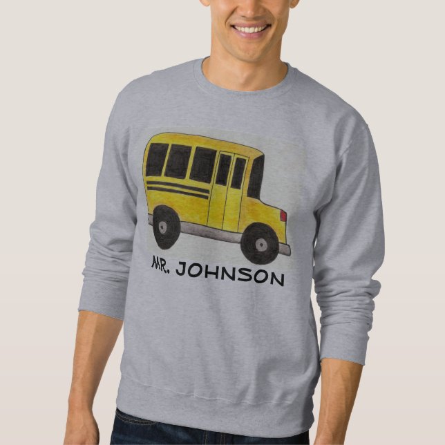Personlig Gult School Buss Driver Sweatshirt (Framsida)