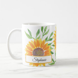 Personlig Gult Solblommor Mönster Kaffe Mugg