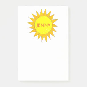 Personlig Gult Solskensdagen Sol Post-it Block