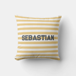 Personlig Gult & White Cabana Rand Pillow Kudde