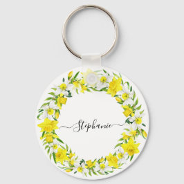 Personlig Gult White Vår Daffodils Garland Nyckelring