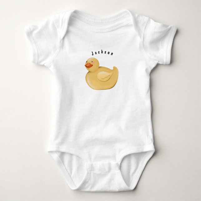 Personlig gummiankebarnbaddräkt t shirt (Framsida)