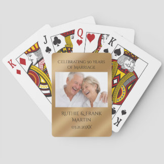 Personlig gyllene 50-årsjubileumsgåva med foto casinokort