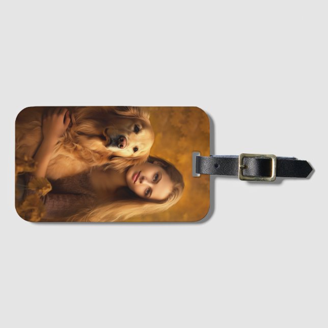 Personlig gyllene hämtare Bästa Hund Mamma Bagagebricka (Framsida horisontal)