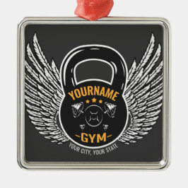 Personlig GYM Fitness Trainer Kettlebell Julgransprydnad Metall