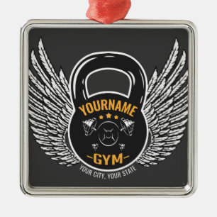 Personlig GYM Fitness Trainer Kettlebell Julgransprydnad Metall