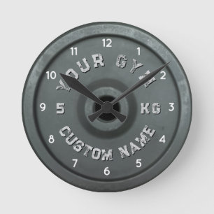 Personlig Gymägare Rolig Vintage Fitness Rund Klocka
