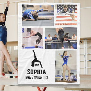 Personlig Gymnastics 5 Photo Collage Namn Year Fleecefilt