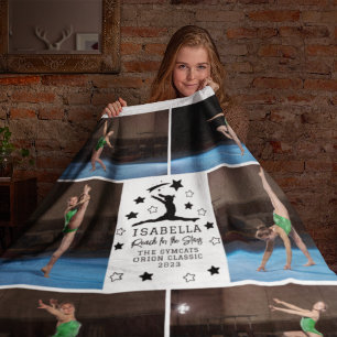 Personlig Gymnastics 6 Photo Collage Namn Year Fleecefilt