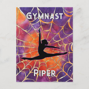 Personlig Gymnastics Halloween Spindelnät Vykort