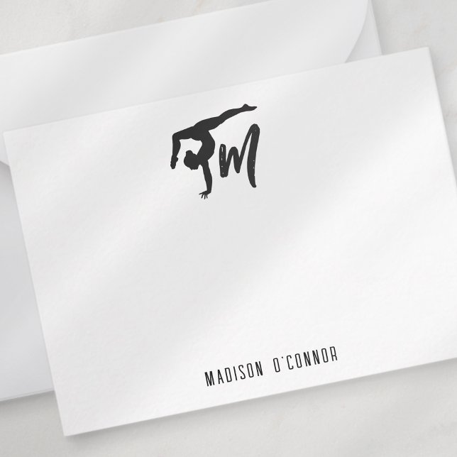 Personlig Gymnastics Monogram Initial Anteckningskort (Skapare uppladdad)