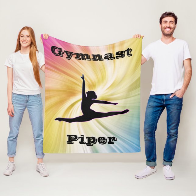 Personlig Gymnastics Rainbow Swirl Fleecefilt (På plats)