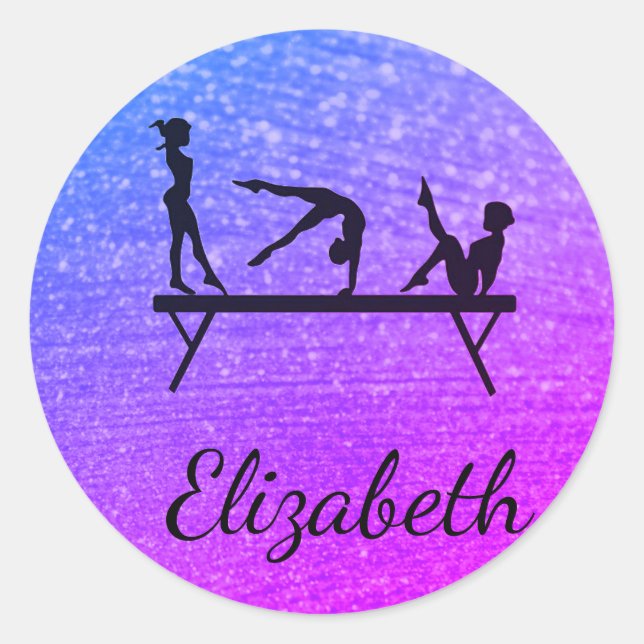 PERSONLIG GYMNASTICS SQUARE STICKERS RUNT KLISTERMÄRKE (Framsida)