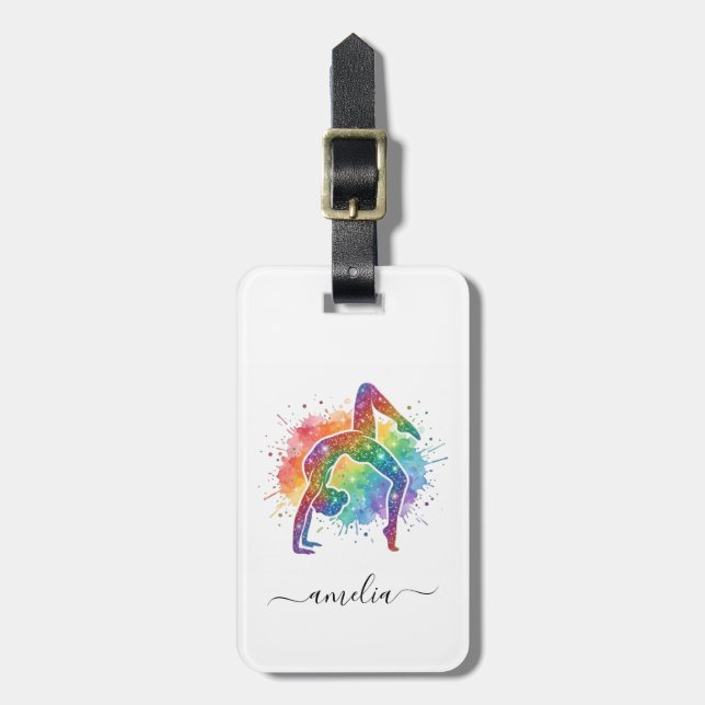 Personlig Gymnastik Glitter Bagagebricka (Vertikal Framsida)