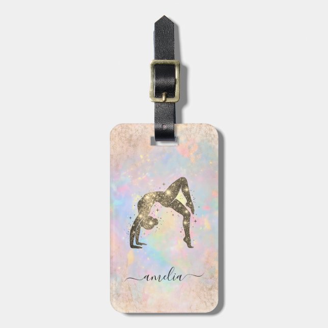 Personlig Gymnastik Glitter Bagagebricka (Vertikal Framsida)