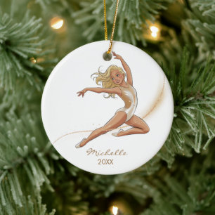 Personlig gymnastik Gymnast För flickor jul Julgransprydnad Keramik