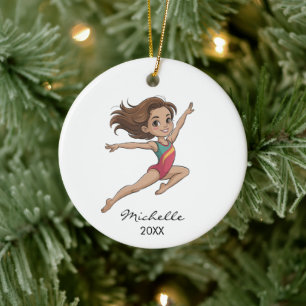 Personlig gymnastik Gymnast tjej jul Julgransprydnad Keramik