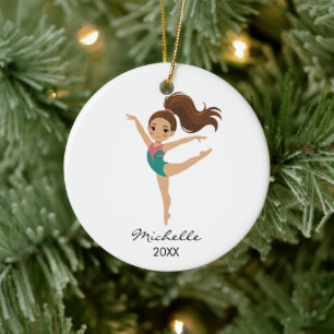 Personlig gymnastik Gymnast tjej jul Julgransprydnad Keramik