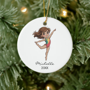 Personlig gymnastik Gymnast tjej jul Julgransprydnad Keramik